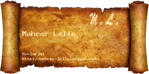Mahrer Lelle névjegykártya